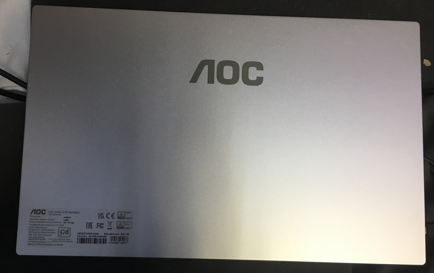 AOC I1601P tragbarer Monitor 15.6" FHD 1920x1080 IPS USB-C 60Hz schwarz