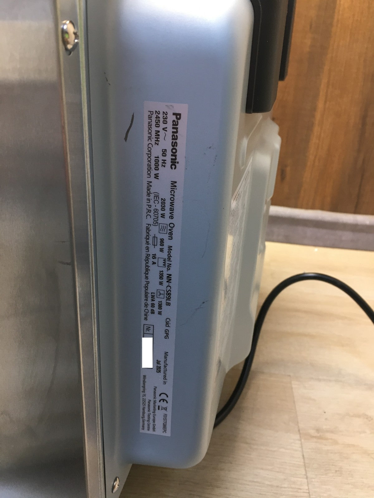 Panasonic NN-CS89LB 4-in-1 Kombi-Mikrowelle, Dampfofen & Grill, 31 L, I37616