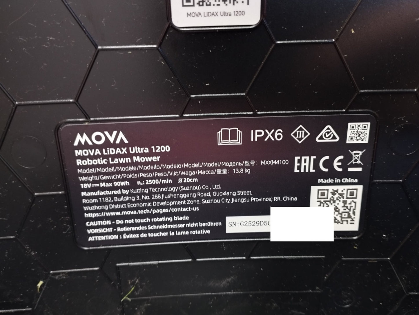 MOVA LiDAX Ultra 1200 Mähroboter ohne Begrenzungskabel MXXM4100, I39598