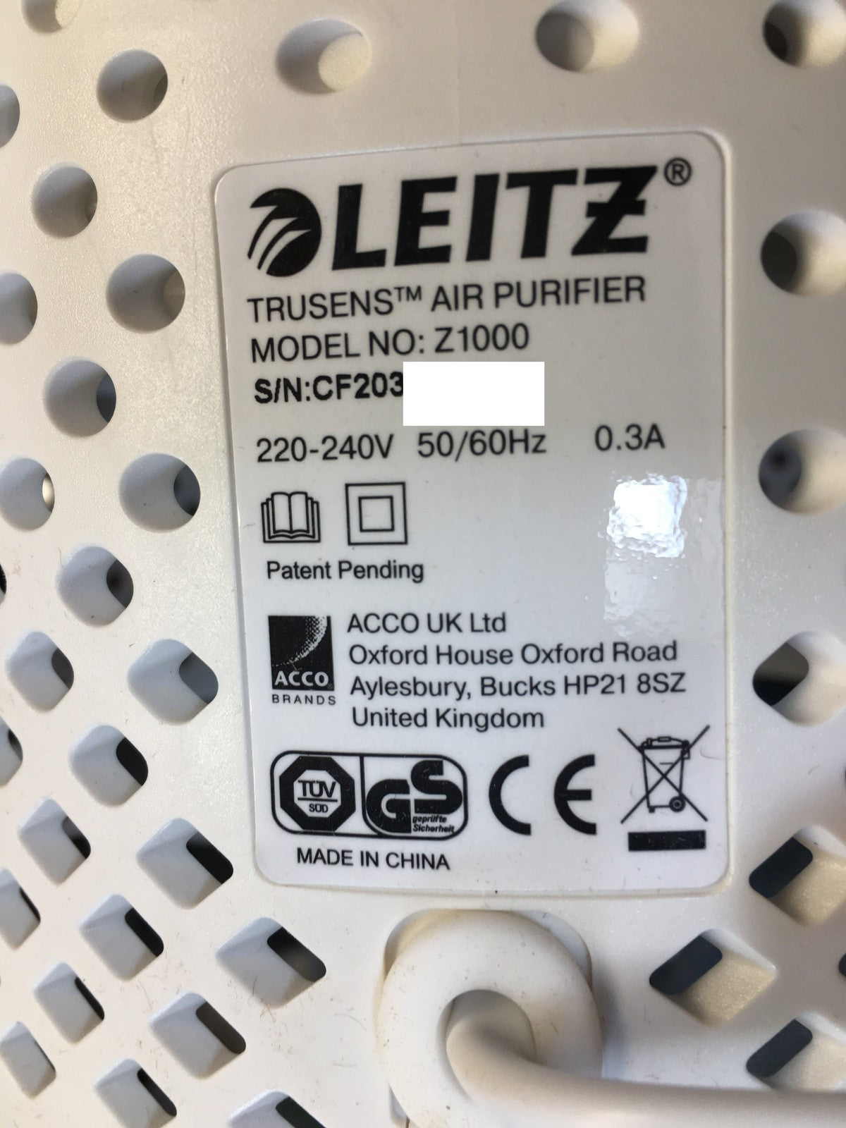 Leitz TruSens Z1000 Luftreiniger, für Räume bis 23 m², I38361