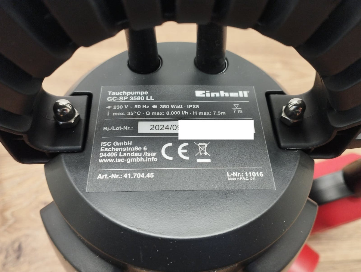 Einhell Tauchpumpe GC-SP 3580 LL, 350 W, 8.000 Liter pro Stunde