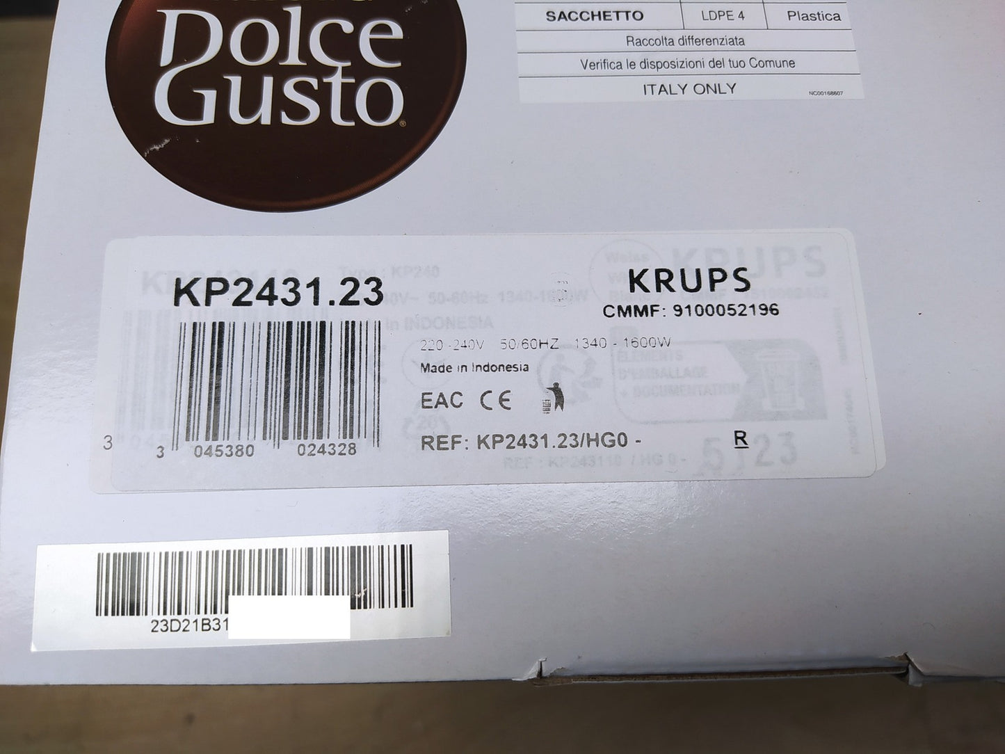 Krups KP2431 kompakte Kapselkaffeemaschine, 15 Bar Druck , 0,8 L, I37710