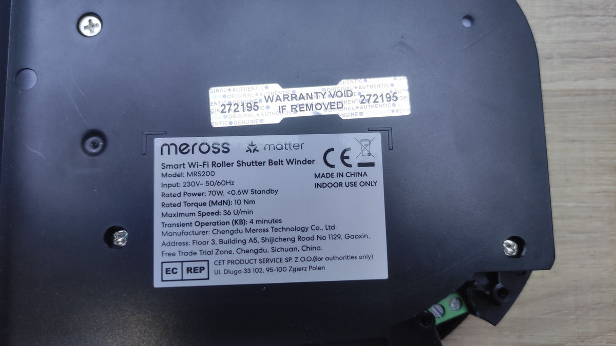Meross Matter MRS200 Rolladen-Gurtwickler Unterputz (max. 45 kg, 6 m²), I41058