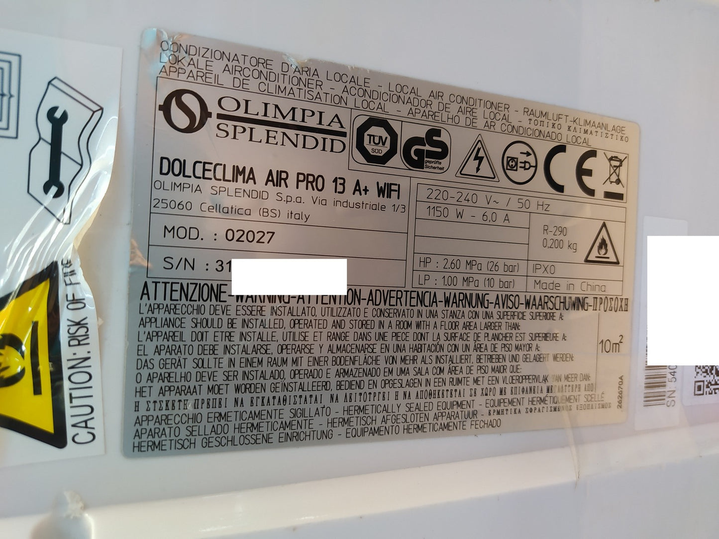 Olimpia Splendid Dolceclima Air Pro 13 A+ 13.000 BTU Mobiles Klimagerät EEK:A+