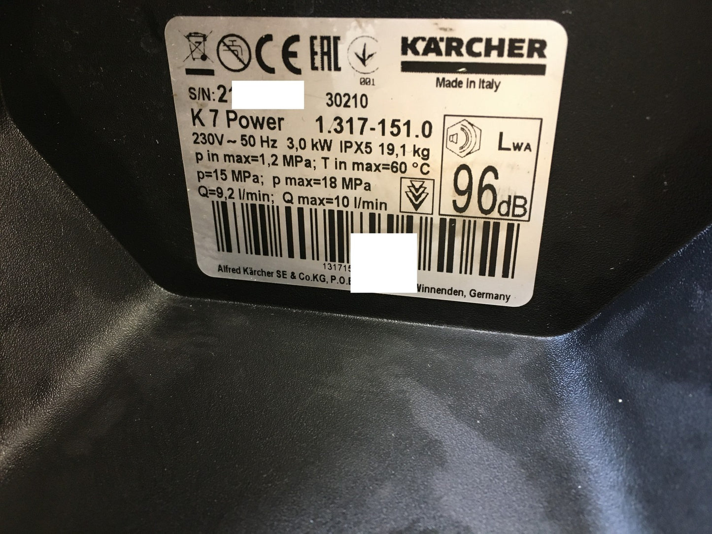 Kärcher 1.317-151.0 Hochdruckreiniger K 7 Power, 180 bar, I38283