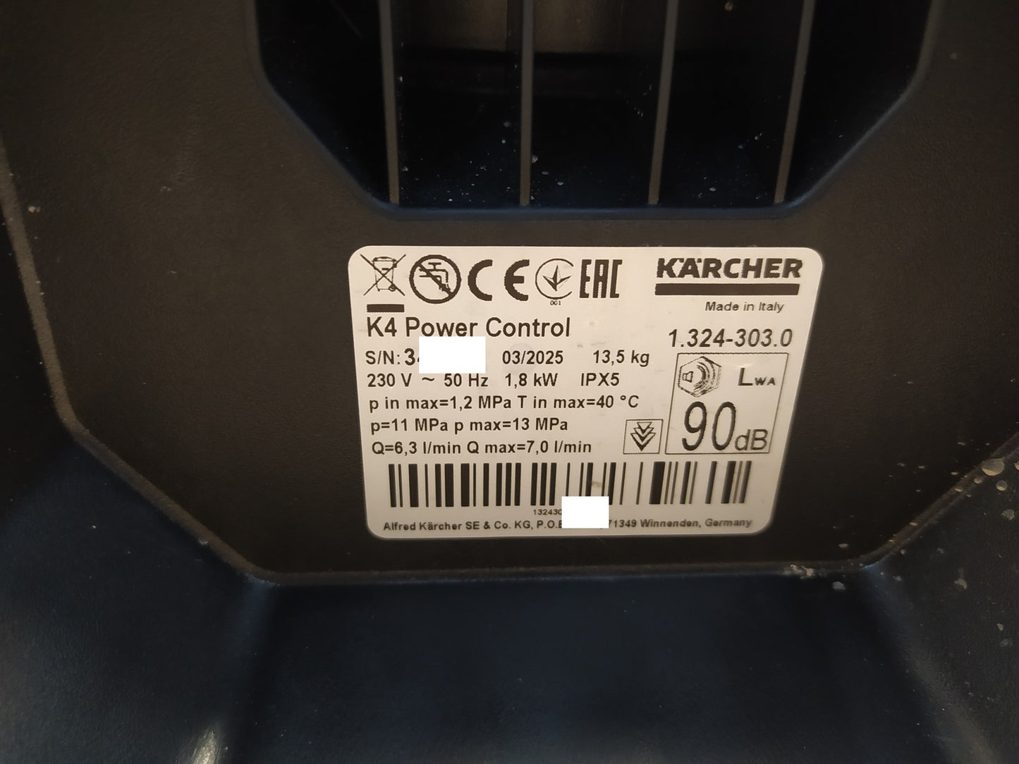 Kärcher 1.324-303.0 Hochdruckreiniger K 4 Power Control, max. 130 bar, I37906
