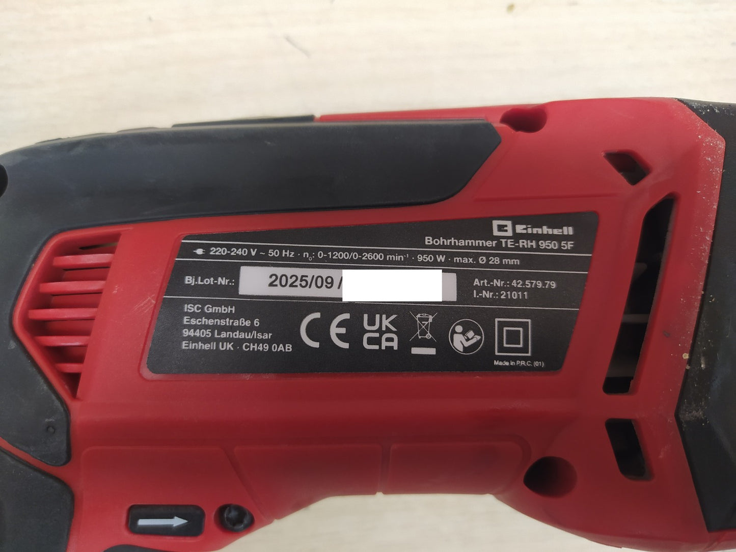 Einhell Bohrhammer TE-RH 950 5F (4257979), 950 W, 2-Gang-Getriebe, I36941