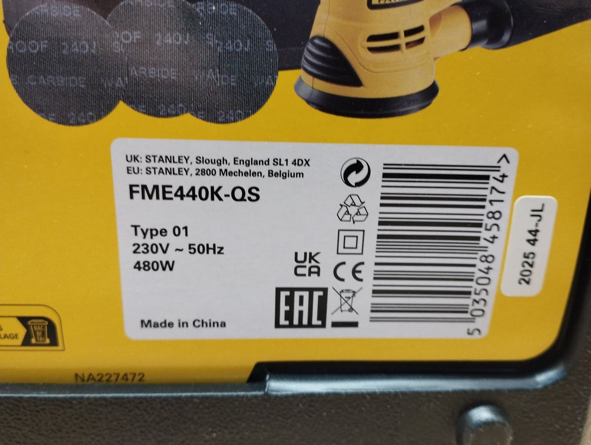 Stanley FATMAX FME440K-QS Exzenterschleifer 125 mm 480 W 4000-12000 RPM
