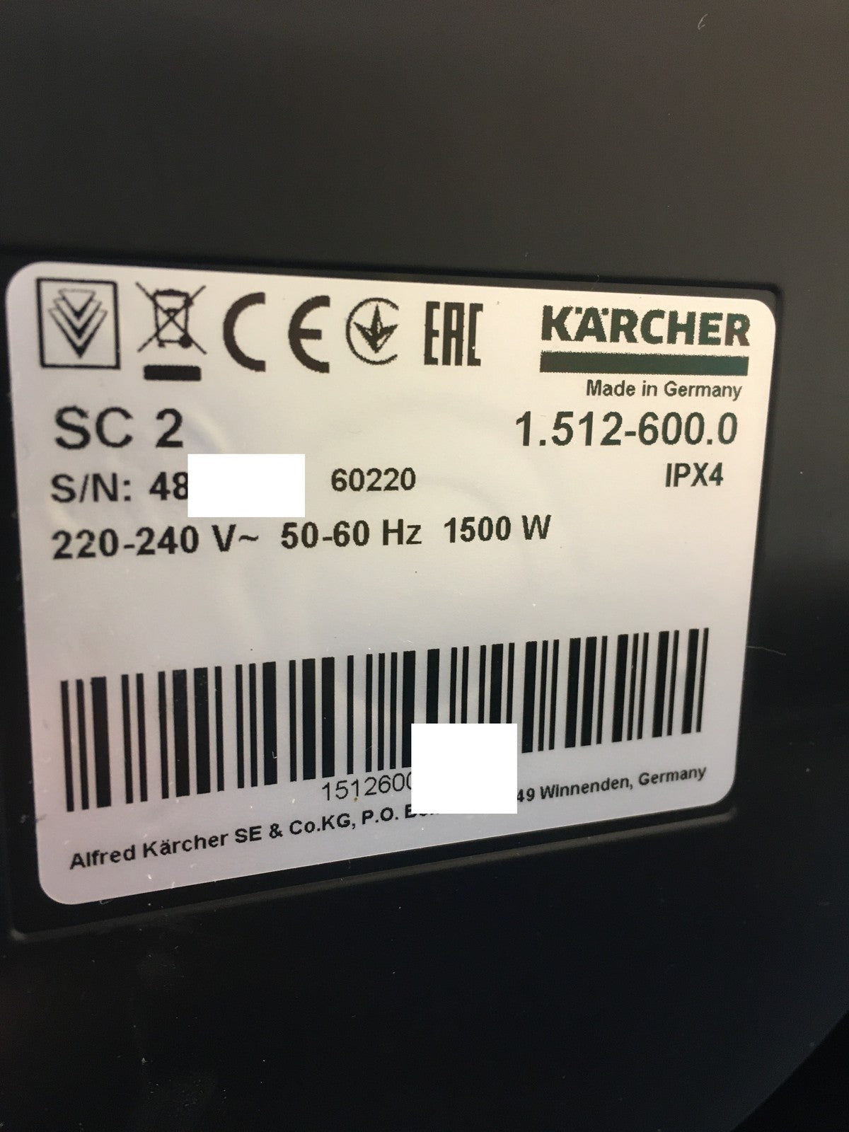 Kärcher Dampfreiniger SC 2 (1.512-600.0), 1500W, I37956