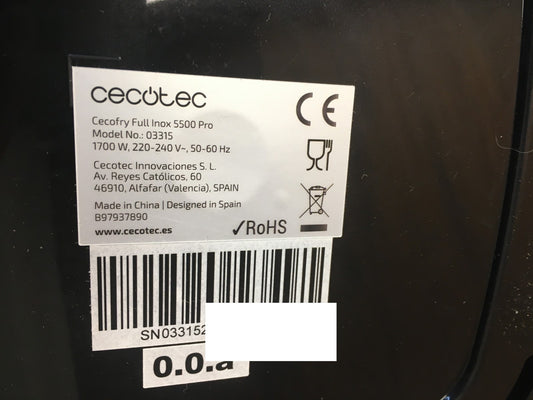 Cecotec Cecofry Full Inox 5500 Pro Heißluftfritteuse (03315), I36730