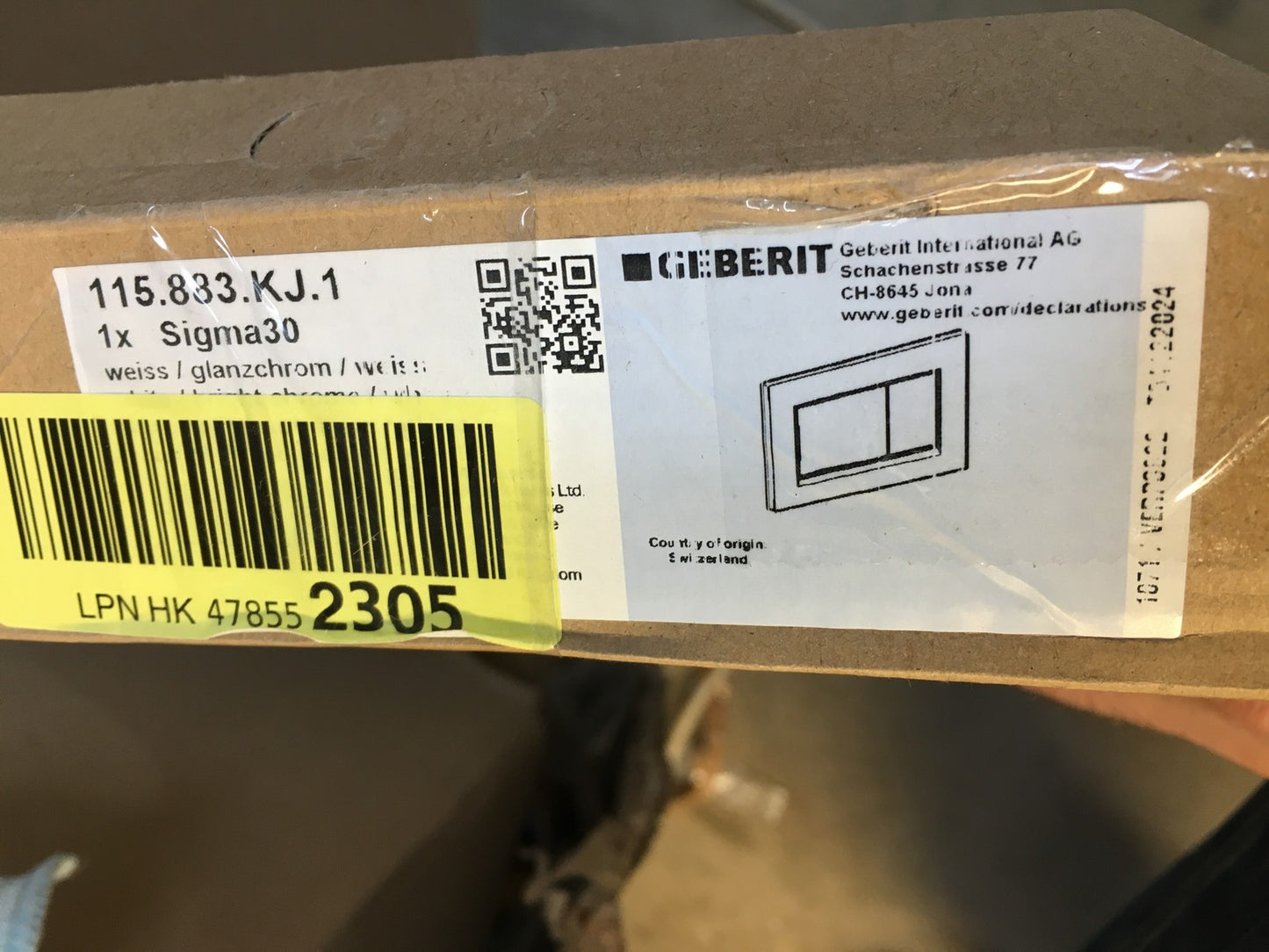 Geberit 115883KJ1 Betätigungsplatte SIGMA30 weiß, 2-Mengen-Spülung, I37346
