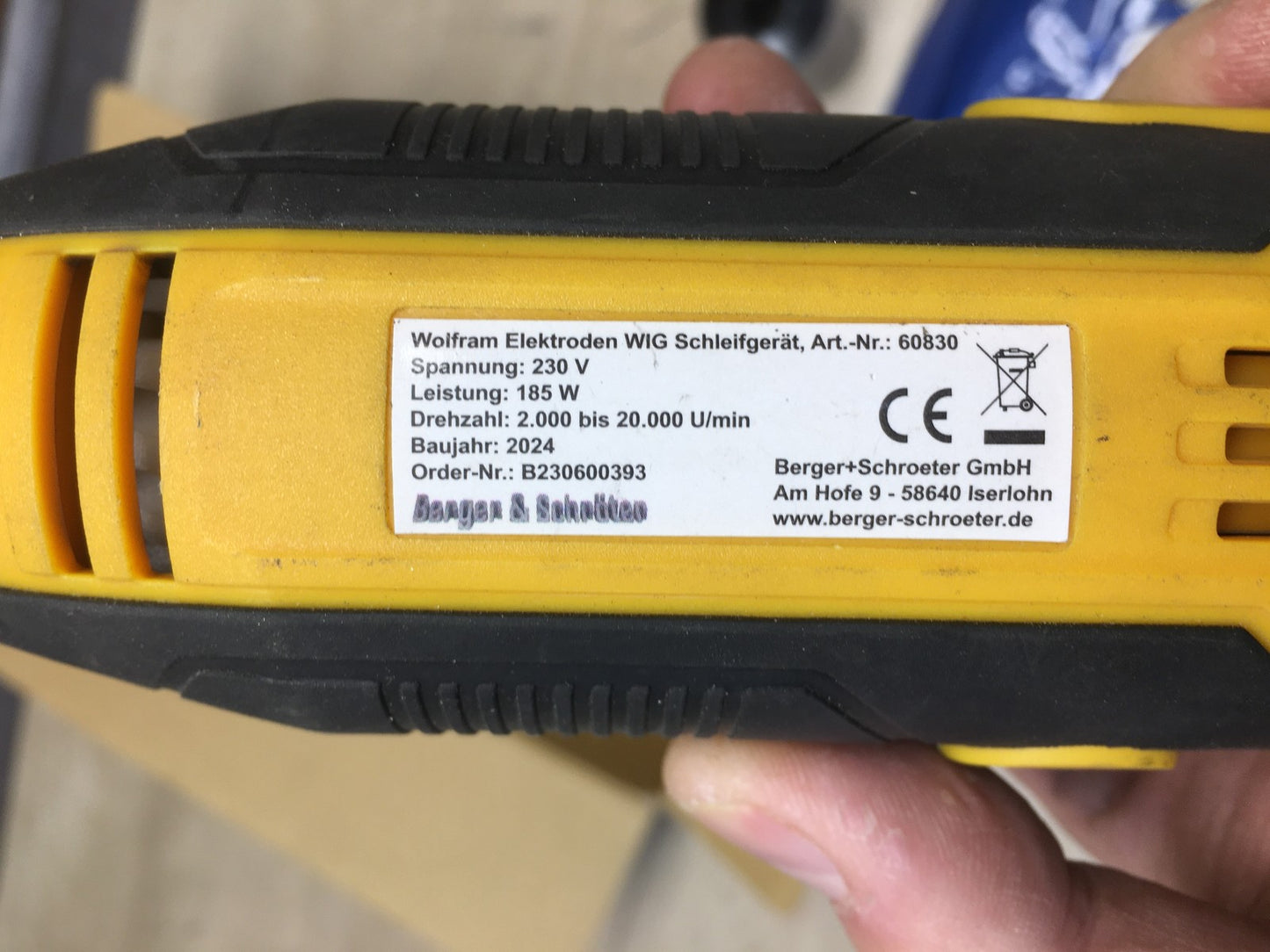 Berger & Schröter 60830 Wolfram Elektroden WIG Schleifgerät, I38177