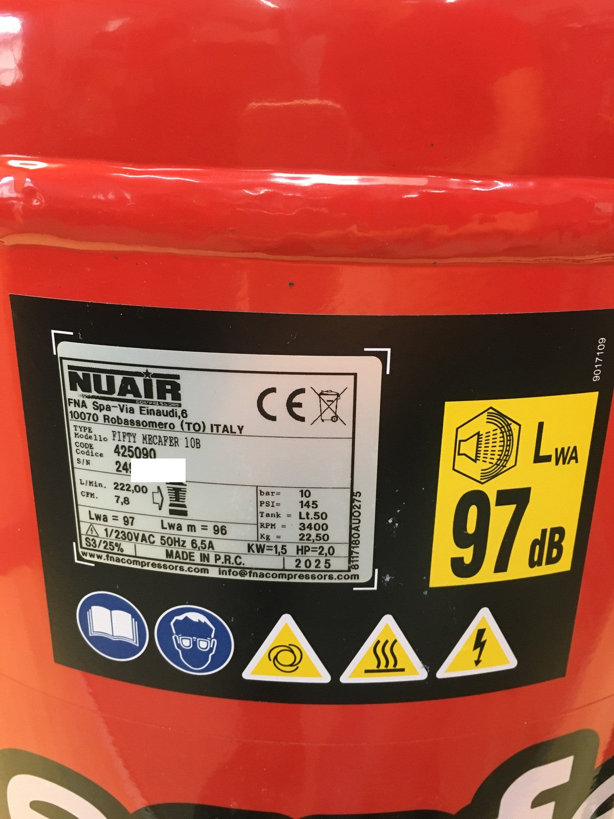 Mecafer 425090 Mobiler Kompressor 50L 2 kW 10 bar, I38632