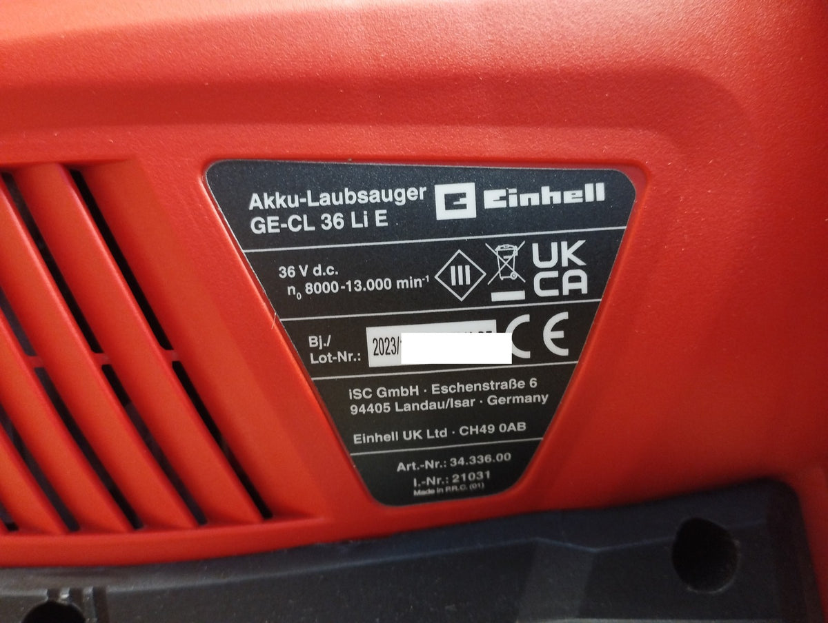 Einhell Akku-Laubsauger GE-CL 36 Li E Solo, I40759