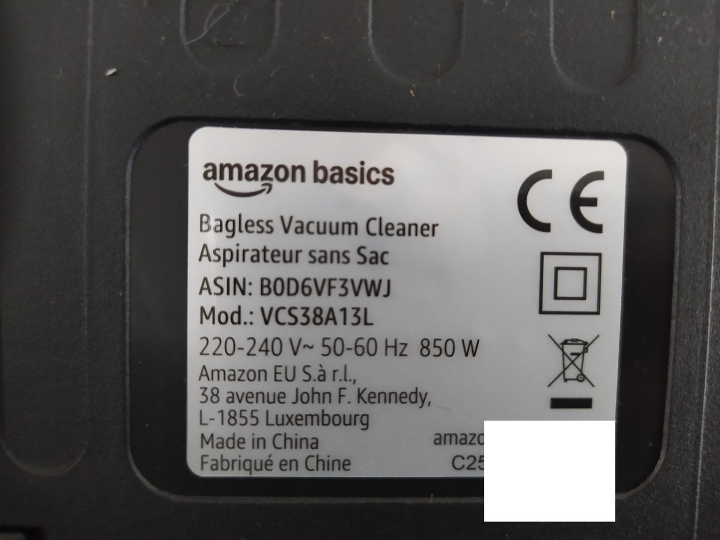 Amazon Basics VCS38A13L Bodenstaubsauger ohne Beutel, I36343