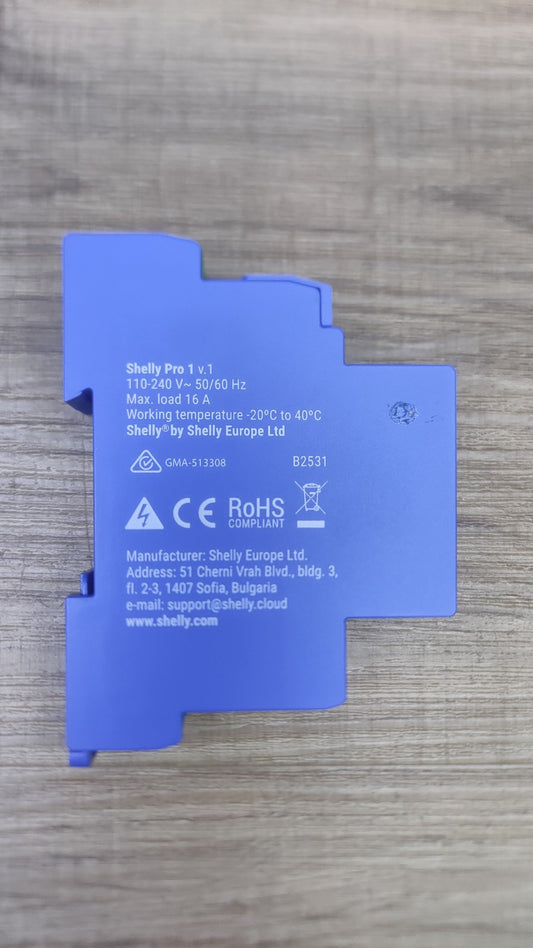 Shelly Pro 1 WiFi & Bluetooth 1-Kanal-Smart-Relais-Schalter, I38545