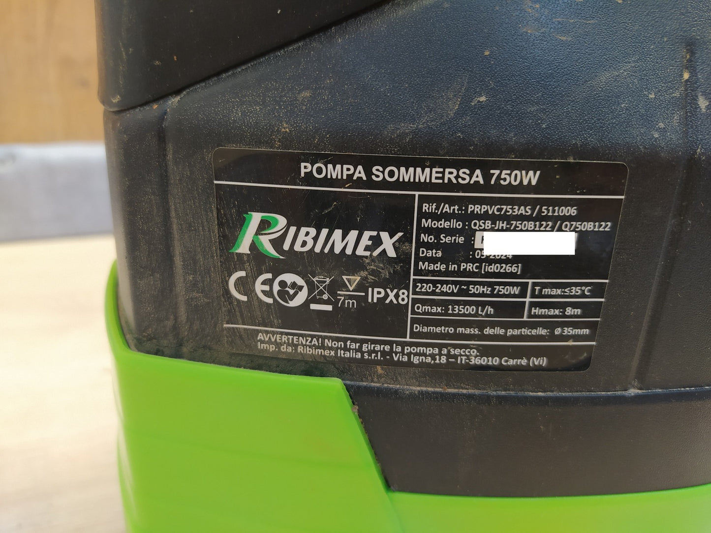 Ribimex PRPVC753AS Tauchpumpe für Abwasser 750 W, I38665