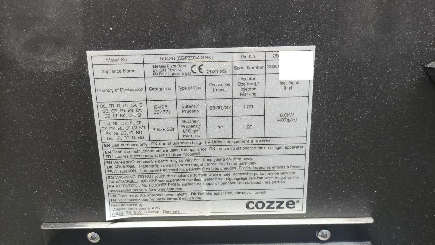 cozze 90426 Gas-Pizzaofen mit Rotationsstein, Leistung 6,0 kW, I37759