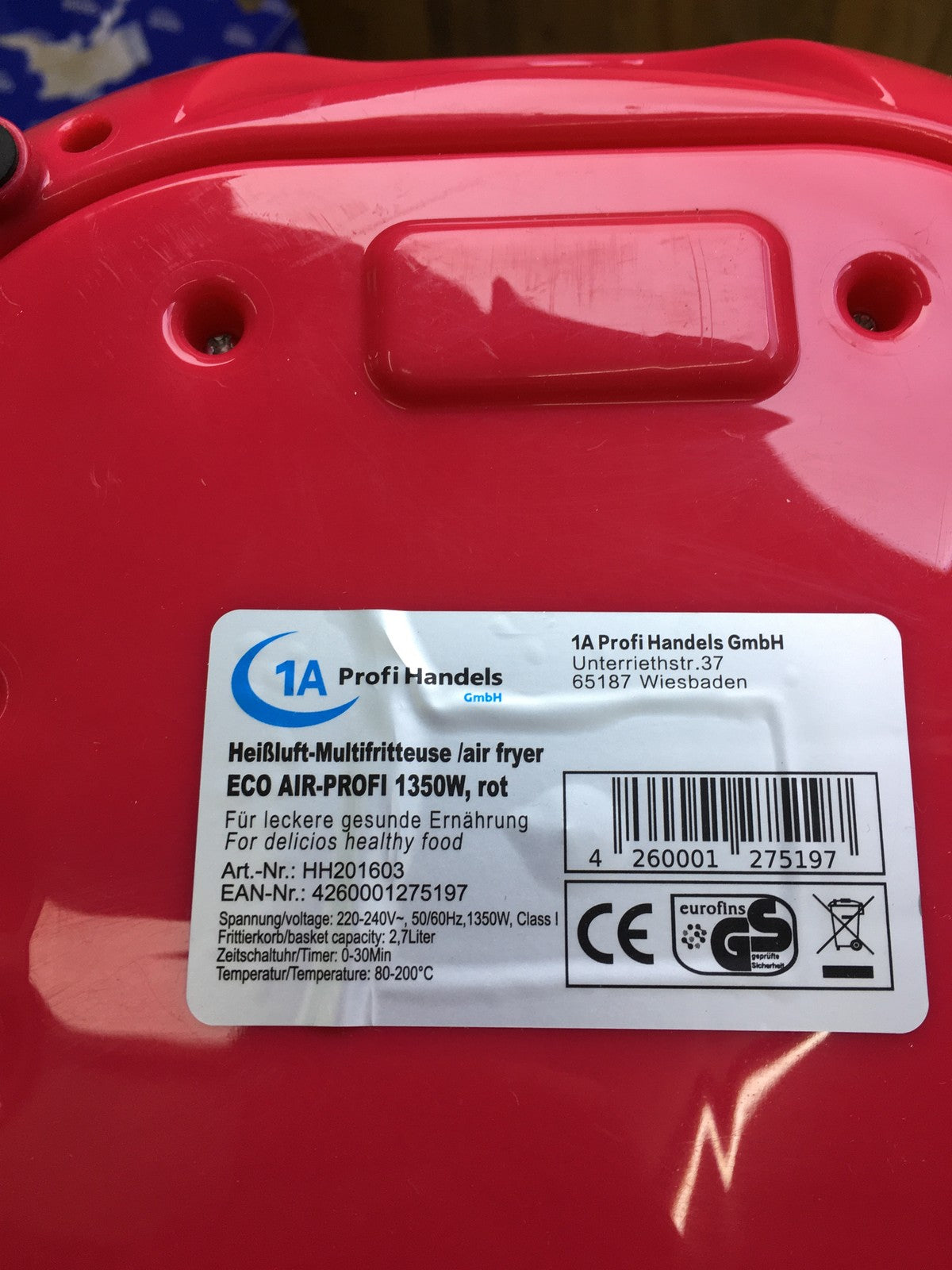 Heißluft-Multifritteuse ECO AIR-PROFI 1350W rot I34449