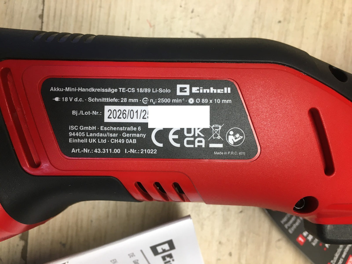 Einhell Akku-Mini-Handkreissäge TE-CS 18/89 Li Solo, I40827