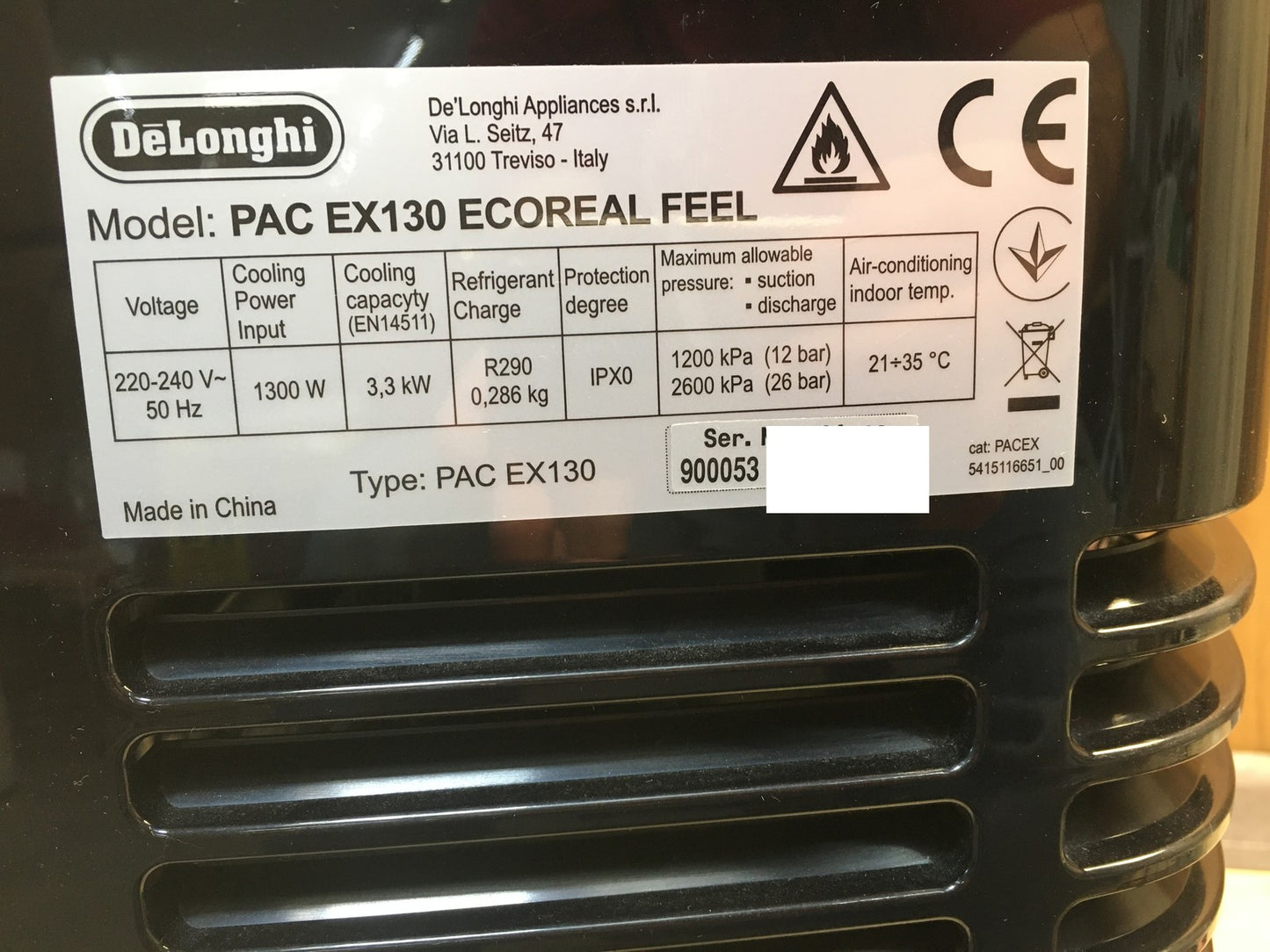 De'Longhi Pinguino PAC EX130 ECOReal Feel Mobiles Klimagerät, EEK: A, I39093