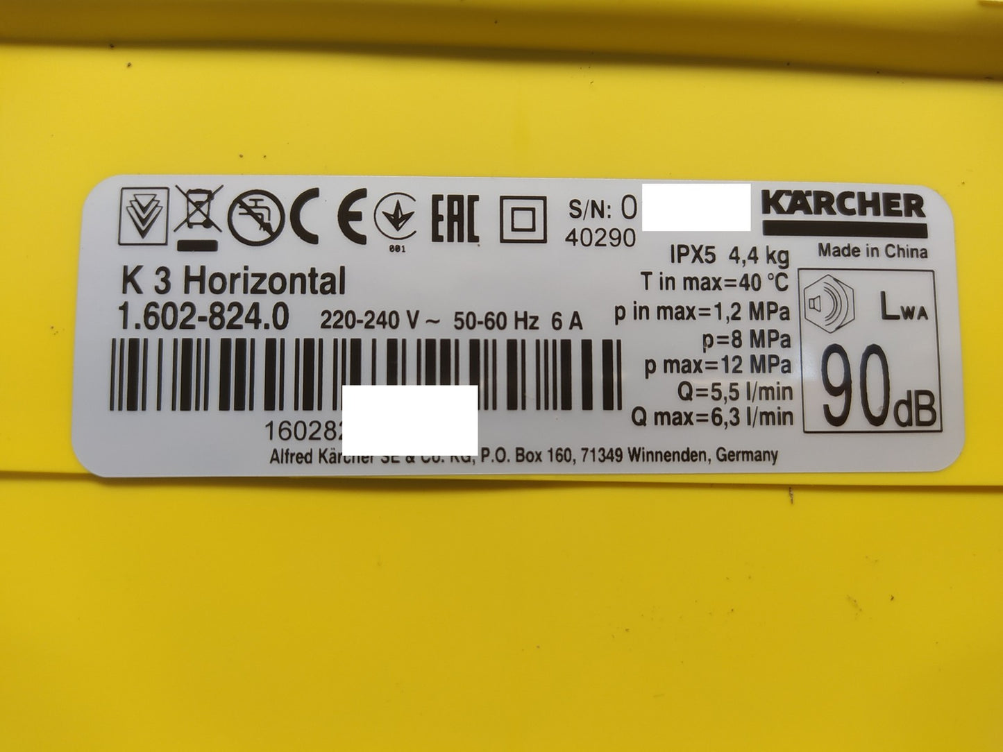 Kärcher 1.602-824.0 Hochdruckreiniger K 3 Horizontal, max. 120 bar, I37349