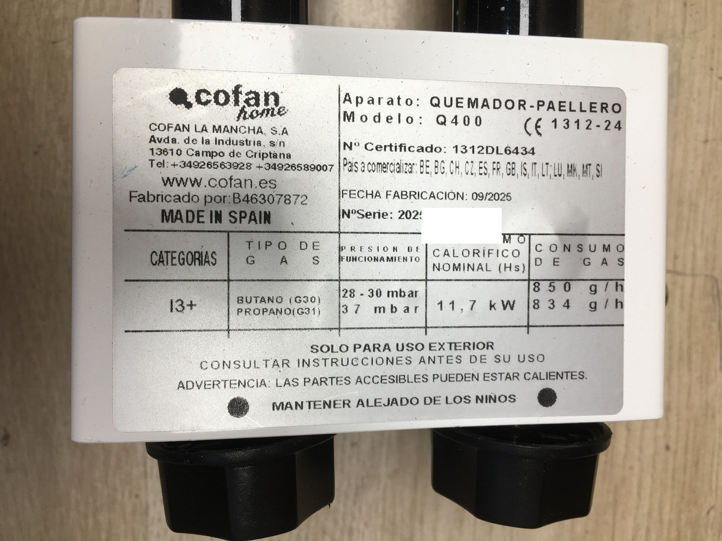 Cofan Paella-Brenner, Ringkocher, passend für Paella-Pfannen aus Stahl, I37957