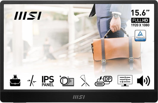MSI PRO MP161 E2 tragbarer Monitor 15.6" FHD 1920x1080 IPS USB-C Adaptive Sync