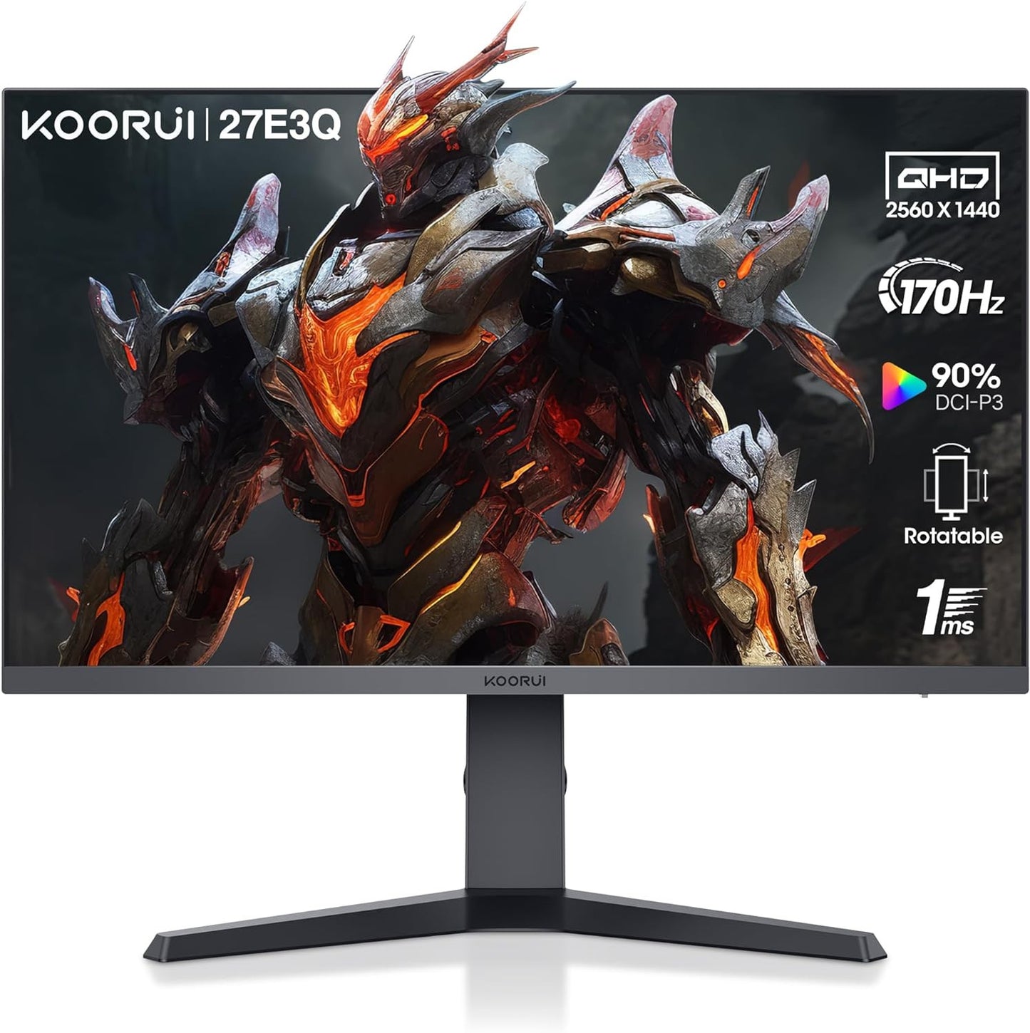 KOORUI 27E3Q Gaming Monitor 27" QHD 2560x1440 IPS HDR Adaptive Sync 170Hz 1ms 