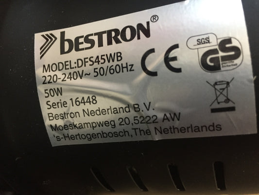 Bestron DFS45WB pedestal fan with three speed levels, I13512