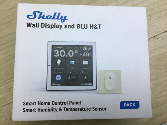 Shelly Wall Display White + Blu H&amp;T Sensor, WiFi Smart Home, I33376 