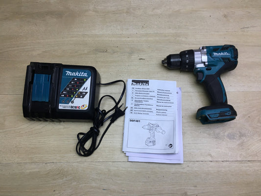 Makita DDF481RTJ Akku-Bohrschrauber, ohne Akku, mit Ladegerät, I31286