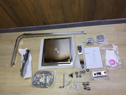 HOMELODY shower system with thermostat and 30x30cm head shower stainless steel, I32310 