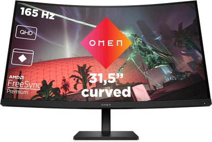 HP Omen 32c Gaming Monitor 31.5" QHD 2560x1440 HDR HDMI DP AMD FreeSync 165Hz 
