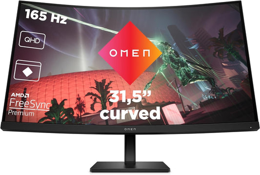 HP Omen 32c Gaming Monitor 31.5" QHD 2560x1440 HDR HDMI DP AMD FreeSync 165Hz 