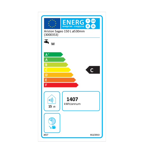 ARISTON 3000353 Warmwasserspeicher 150L ARI 150 VERT 530 STEA MO EU EEK:C I28207