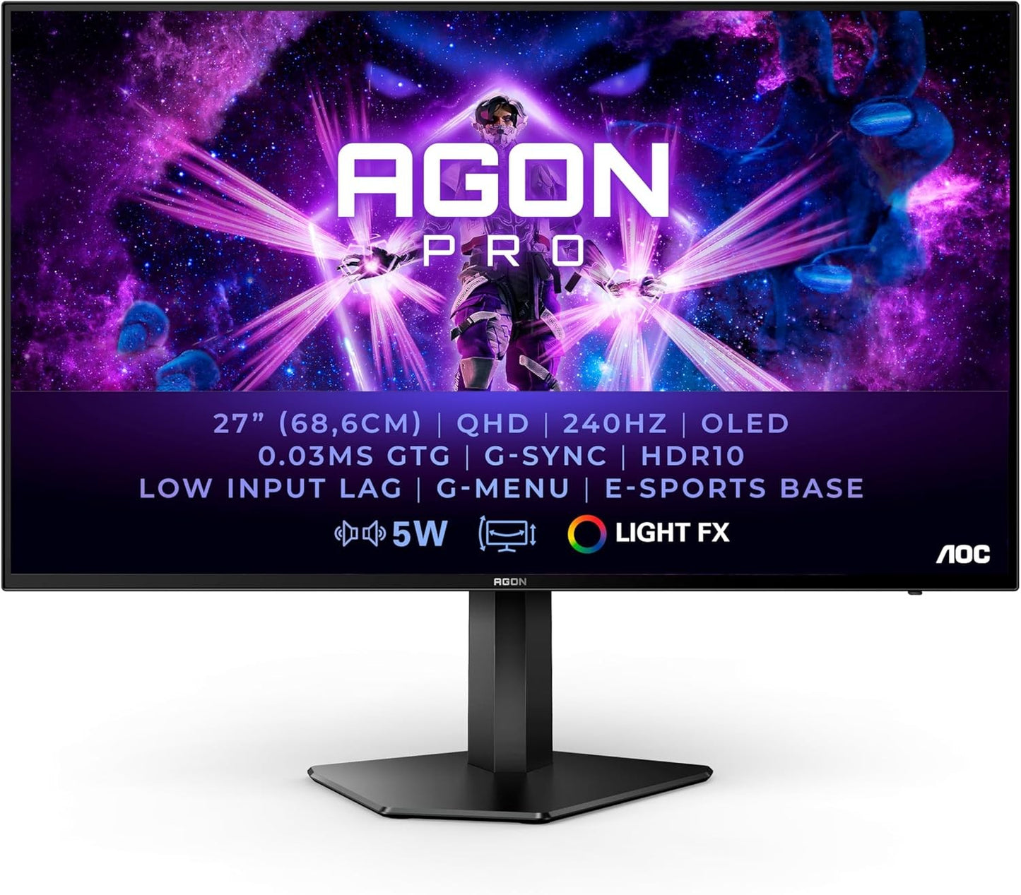 AOC Agon Pro AG276QZD OLED Monitor 26.5" WQHD 2560x1440 HDR NVIDIA G-Sync 240Hz 