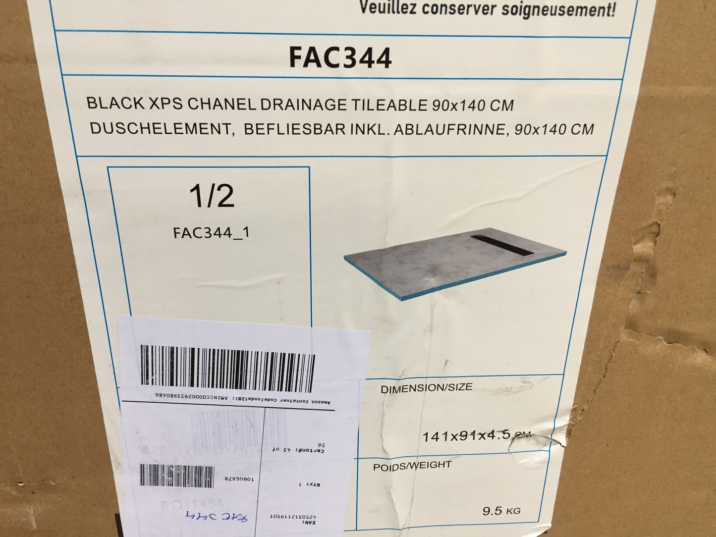 Aurlane Duschelement 80 x140 x 4 cm direkt befliesbar I27183