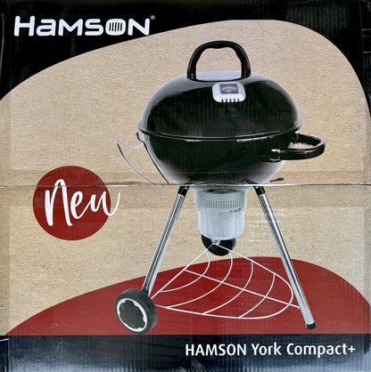 HAMSON YORK Compact Plus Holzkohlegrill Kugelgrill Barbecue Grillfläche Ø 53 cm