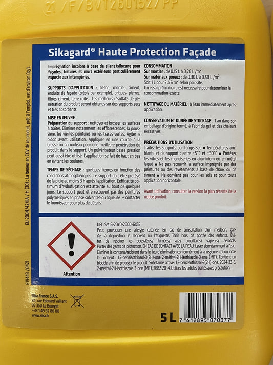 5,39€/L Sika Farblose Imprägnierung für Fassaden 5L, I12326