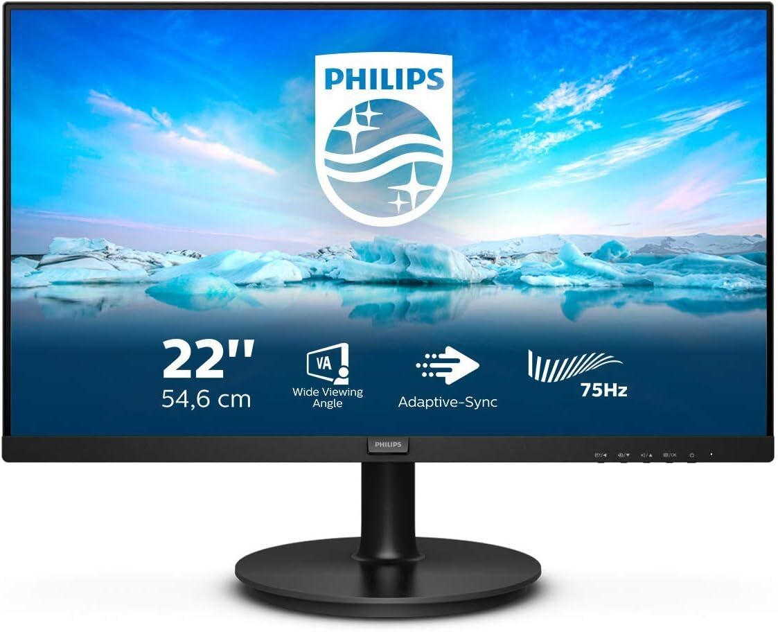 Philips 222V8LA/00 Monitor 21.5" FHD 1920x1080 VA DP HDMI VGA Adaptive Sync 75Hz 