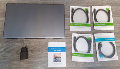 EVICIV Portable Dual Monitor Foldable 15.6'' FHD 1920x1080 HDMI USB-C Audio 