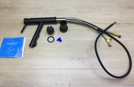 Bächlein Küchenarmatur mit ausziehbarer Brause, matt schwarz, Wasserhahn, I33781