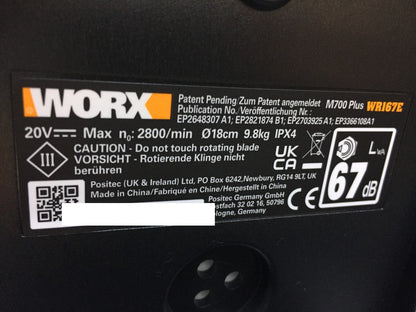 WORX Landroid M700 PLUS WR167E robotic lawnmower for gardens up to 700 sqm, I33518