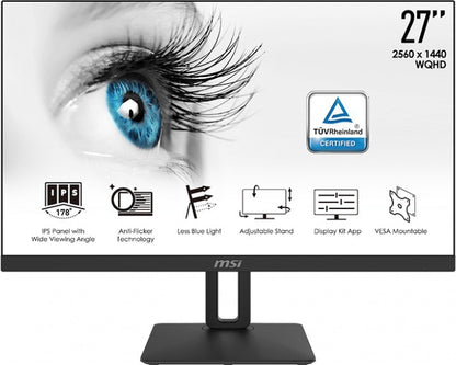 MSI PRO MP271QP Monitor 27" WQHD 2560x1440 IPS HDMI Eye Care Lautsprecher