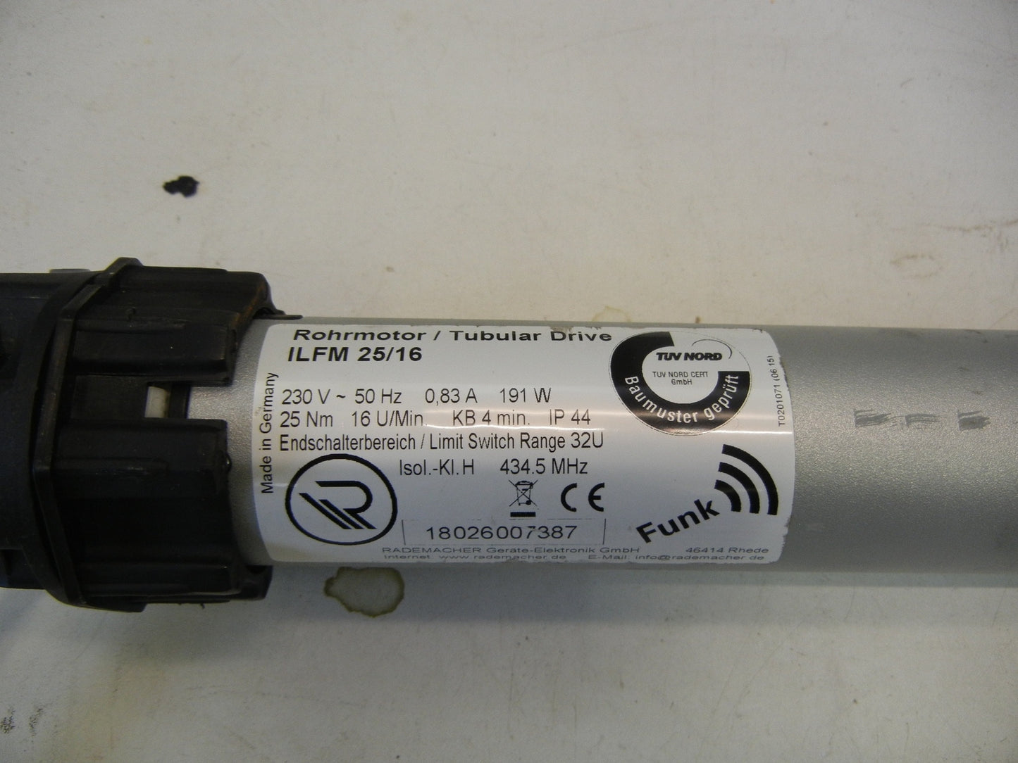 Rademacher Rohrmotor RolloTube I-Line Funk Medium ILFM 25/16Z DEFEKT!