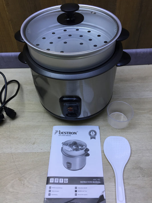 Bestron ARC180 rice cooker for 8-10 people, including steamer attachment, I29408