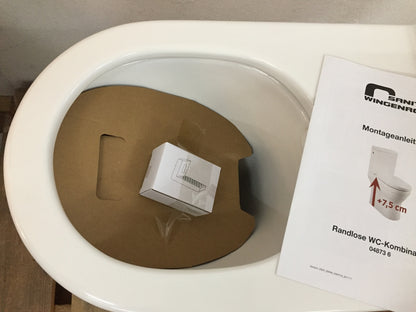 aquaSu 04873 6 Spülrandlose WC-Kombi +7,5 cm weiß WC ohne Spülkasten I16622