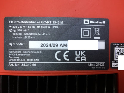Einhell GC-RT 1545 M Elektro-Bodenhacke 1500W Arbeitsbreite 45cm, I34161
