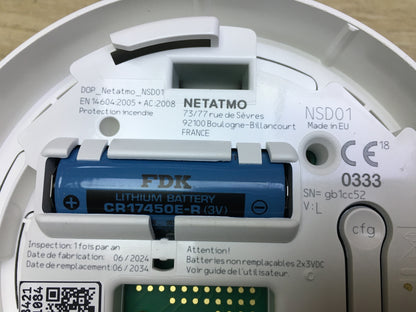 Netatmo Smart Smoke Detector NSD01, automatic tests, smoke alarm, I31496